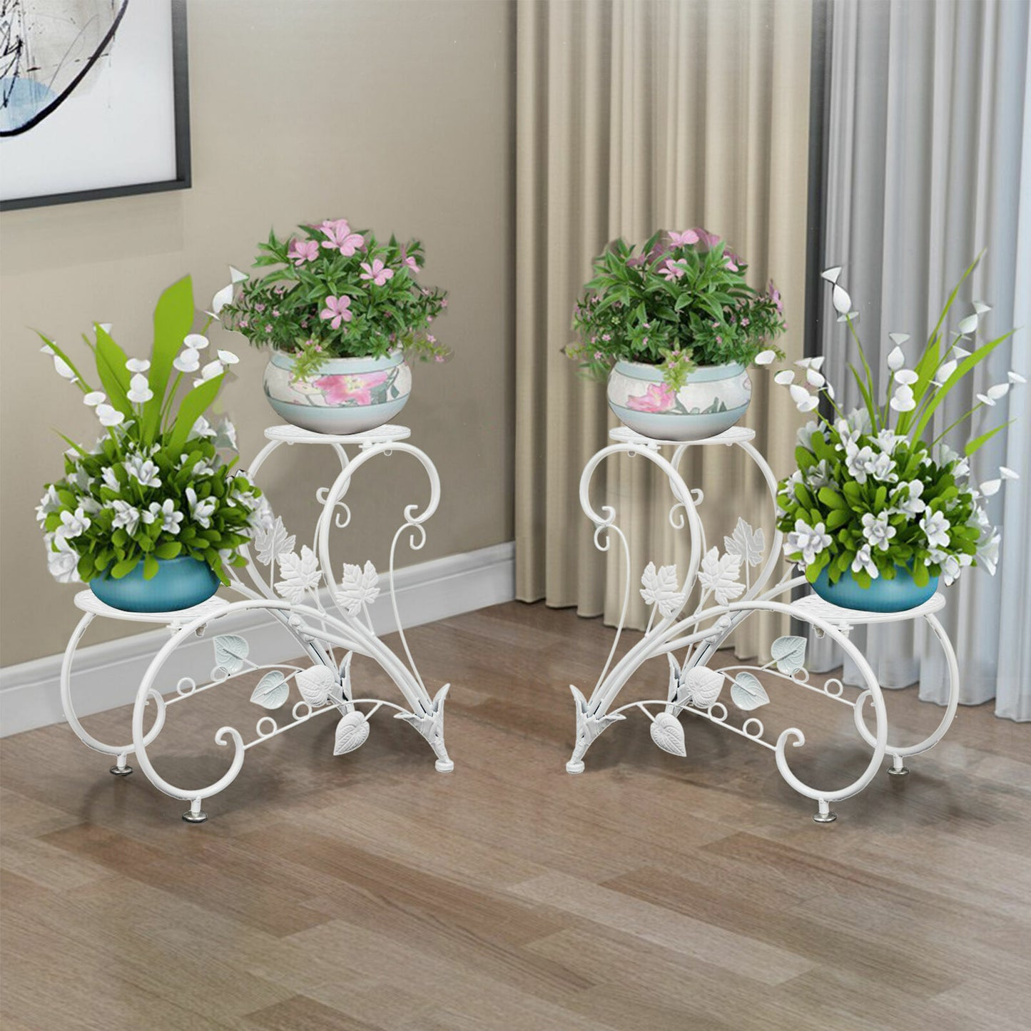 Set of 2 Plant Stand Wedding Garden Flower Shelf Rack