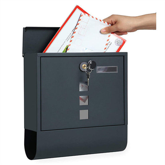Wall Mounted Lockable Mailbox Galvanized Steel w/ Copper Lock