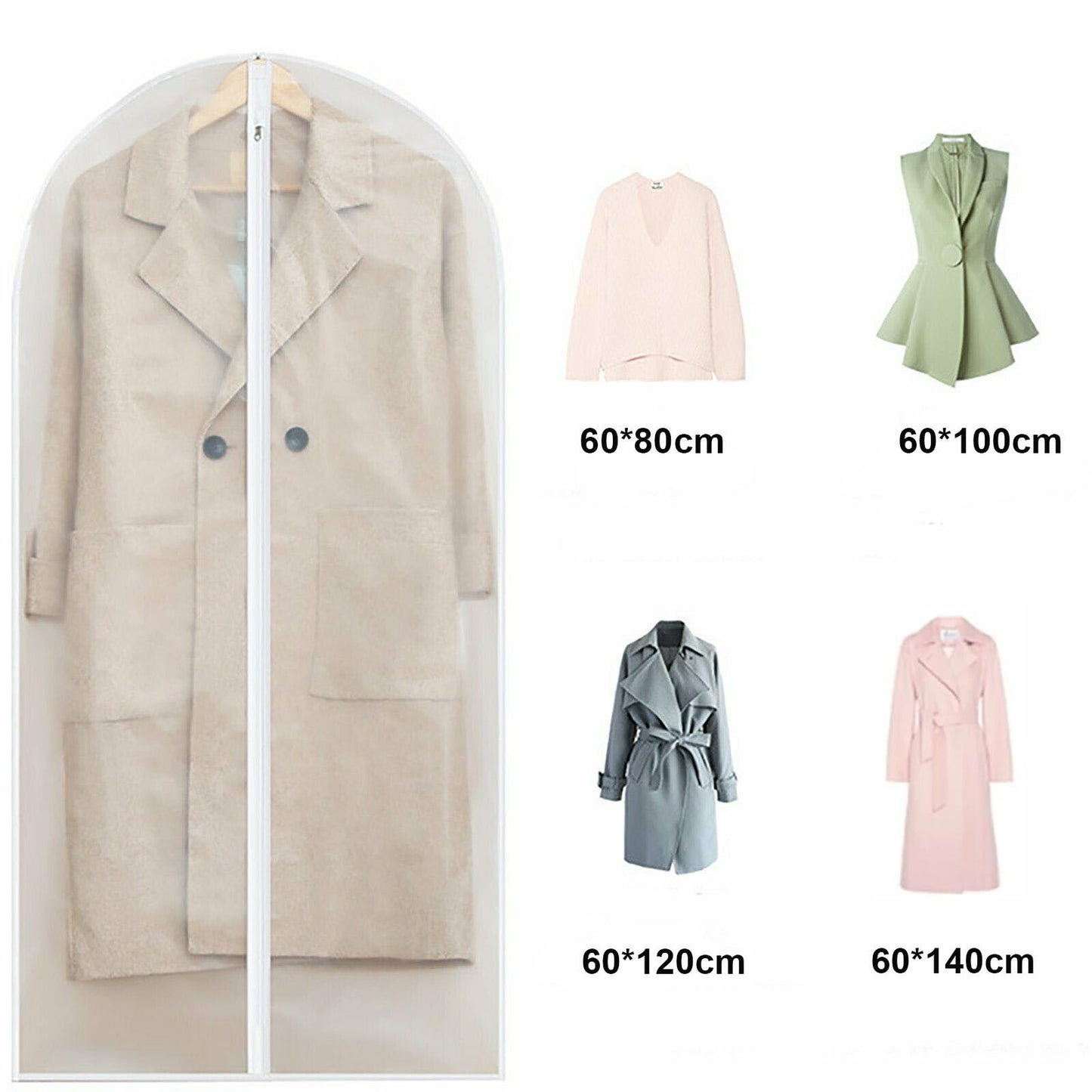 10PCS 60x120cm Transparent Clothes Cover Suit Dustproof Bag