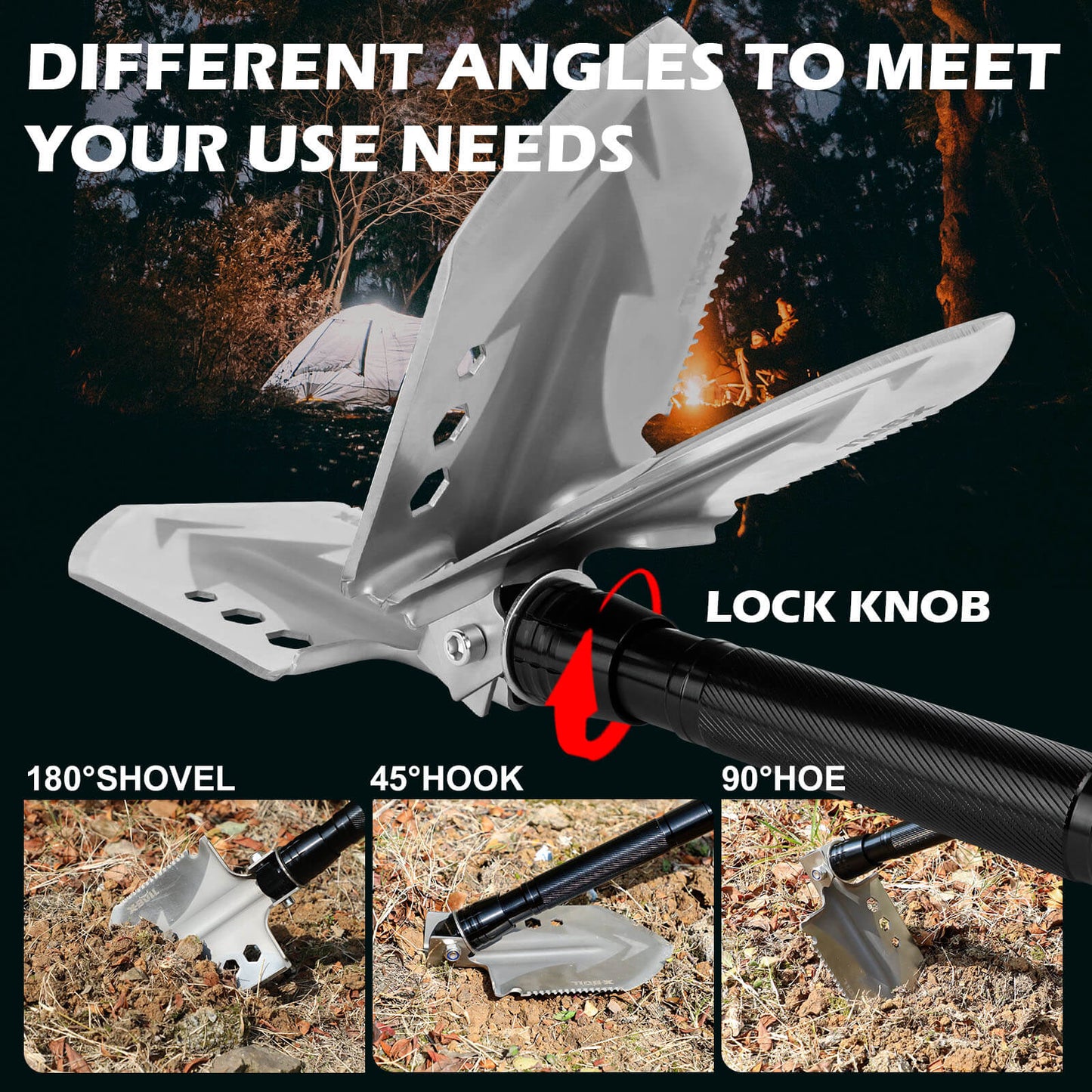 X-BULL Folding Shovel Outdoor Camping Survival Tools Multifunction Military