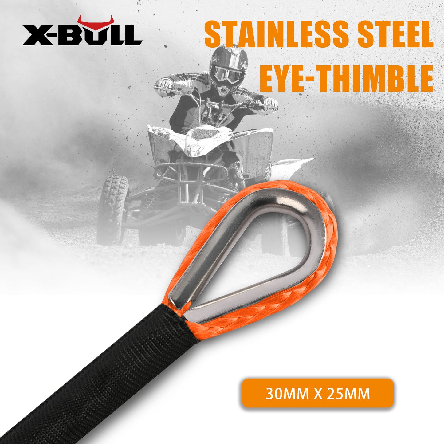 X-BULL Dyneema Synthetic Rope Winch Cable SK75 5.5MM x 13M Car Tow Recovery Strap