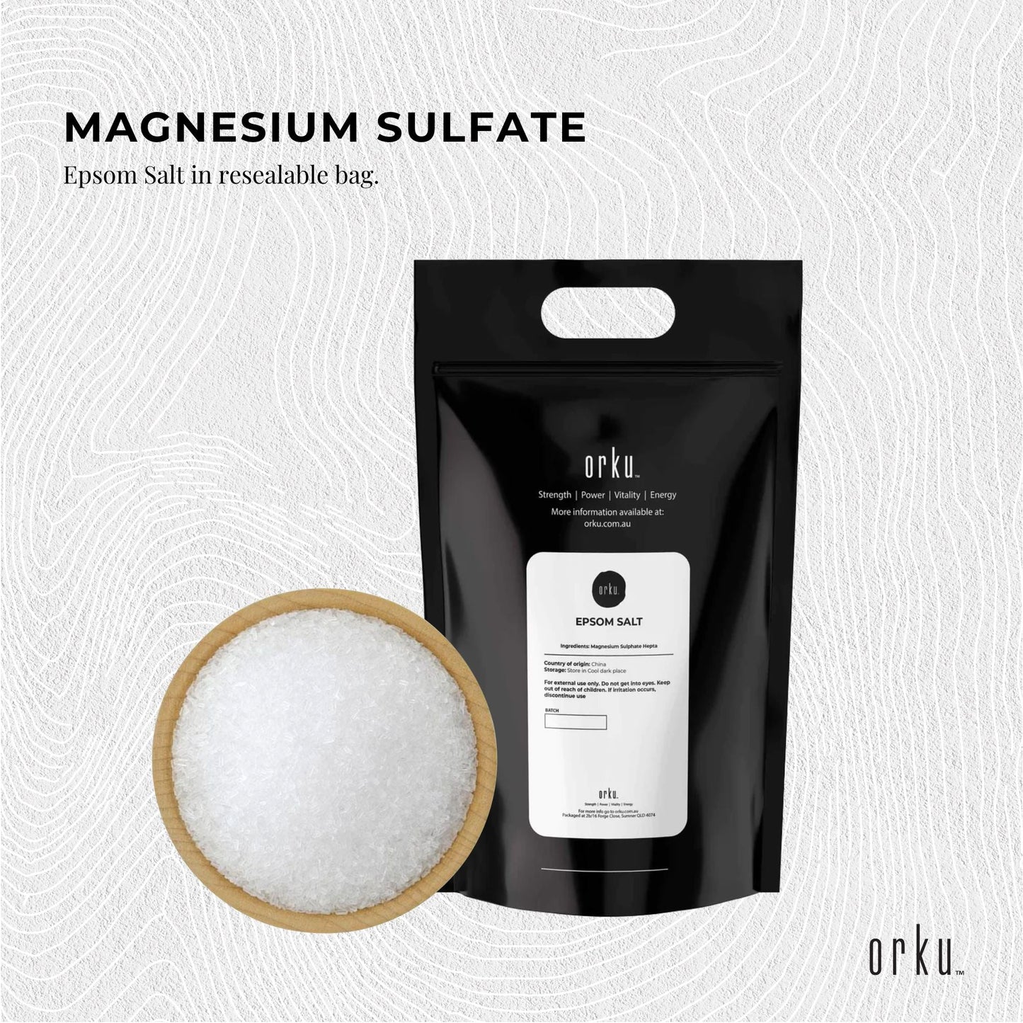 Orku 5Kg Epsom Salt - Magnesium Sulphate Bath Salts For Skin Body Sulfate