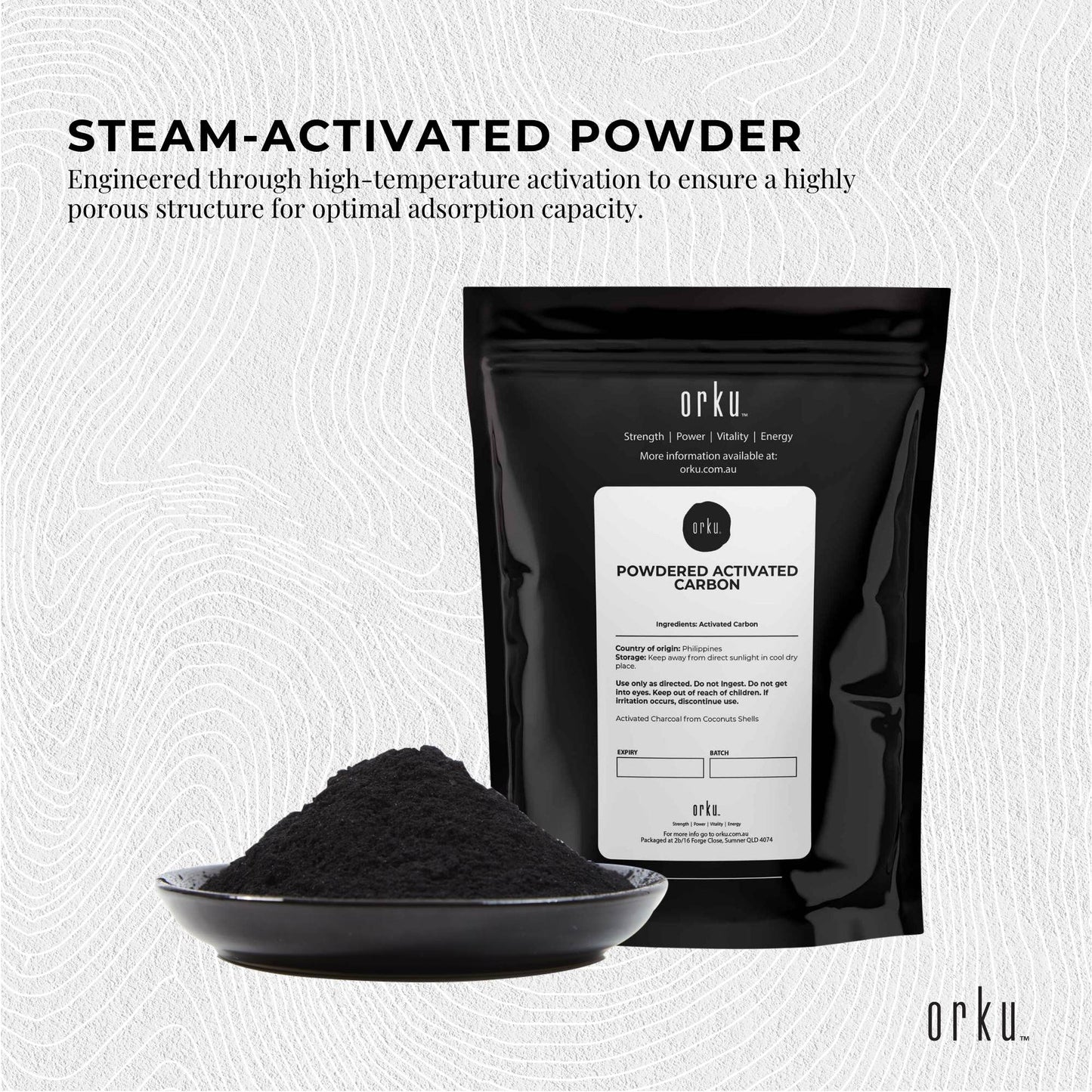 Orku 400g Activated Carbon Powder Coconut Charcoal - Water Filtration