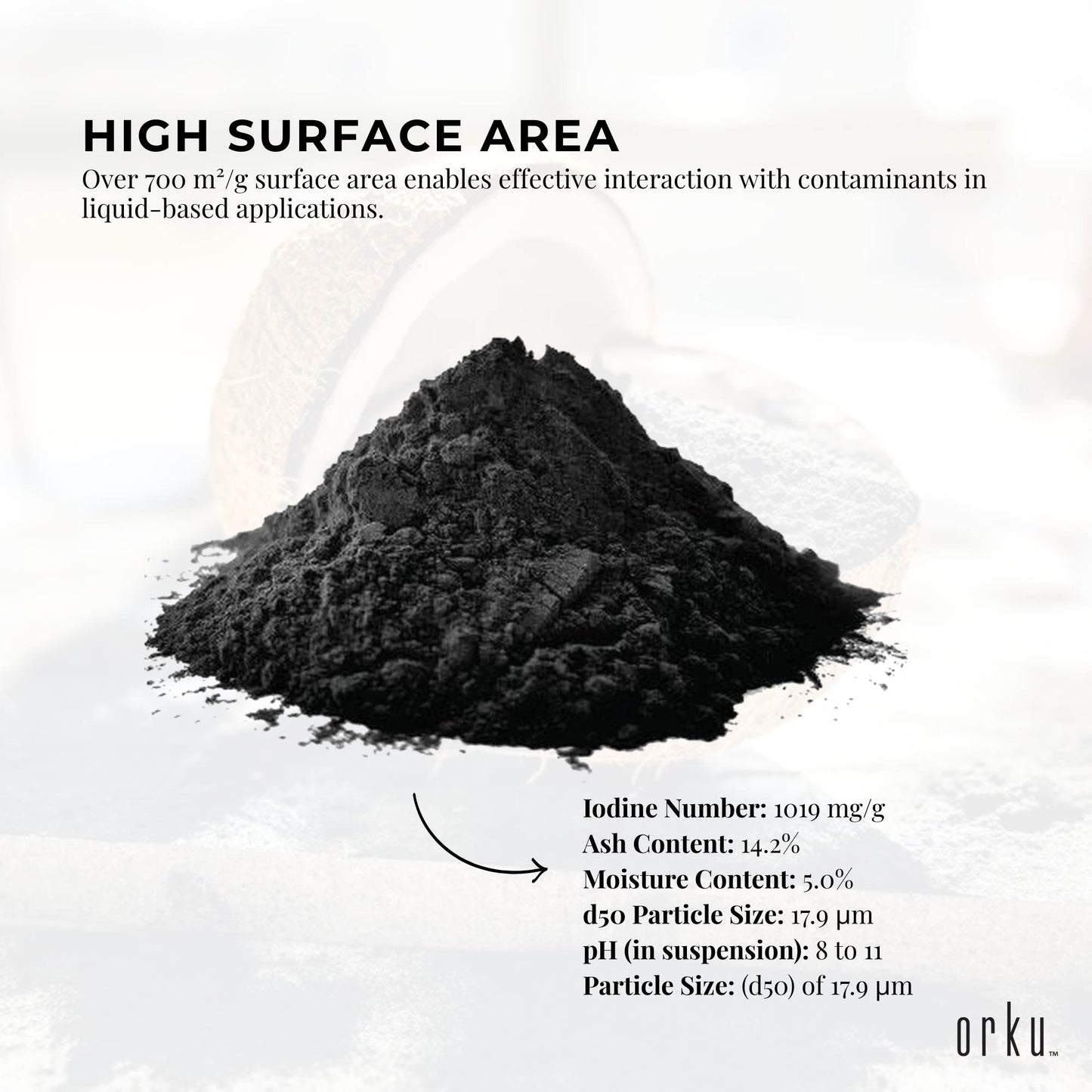 Orku 5Kg Activated Carbon Powder Coconut Charcoal - Water Filtration
