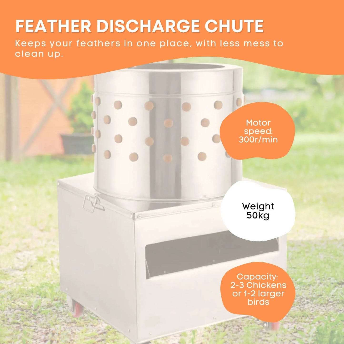 Rooster Farms 50cm Chicken Feather Plucker Electric Poultry Defeathering Machine