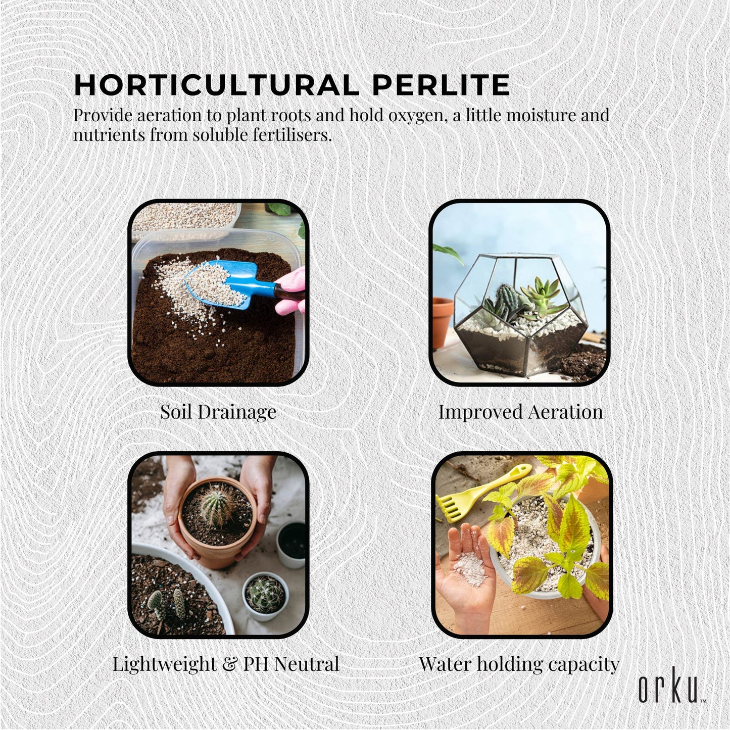 Orku 50L Perlite Coarse Premium Soil Expanded Medium Plants Hydroponics