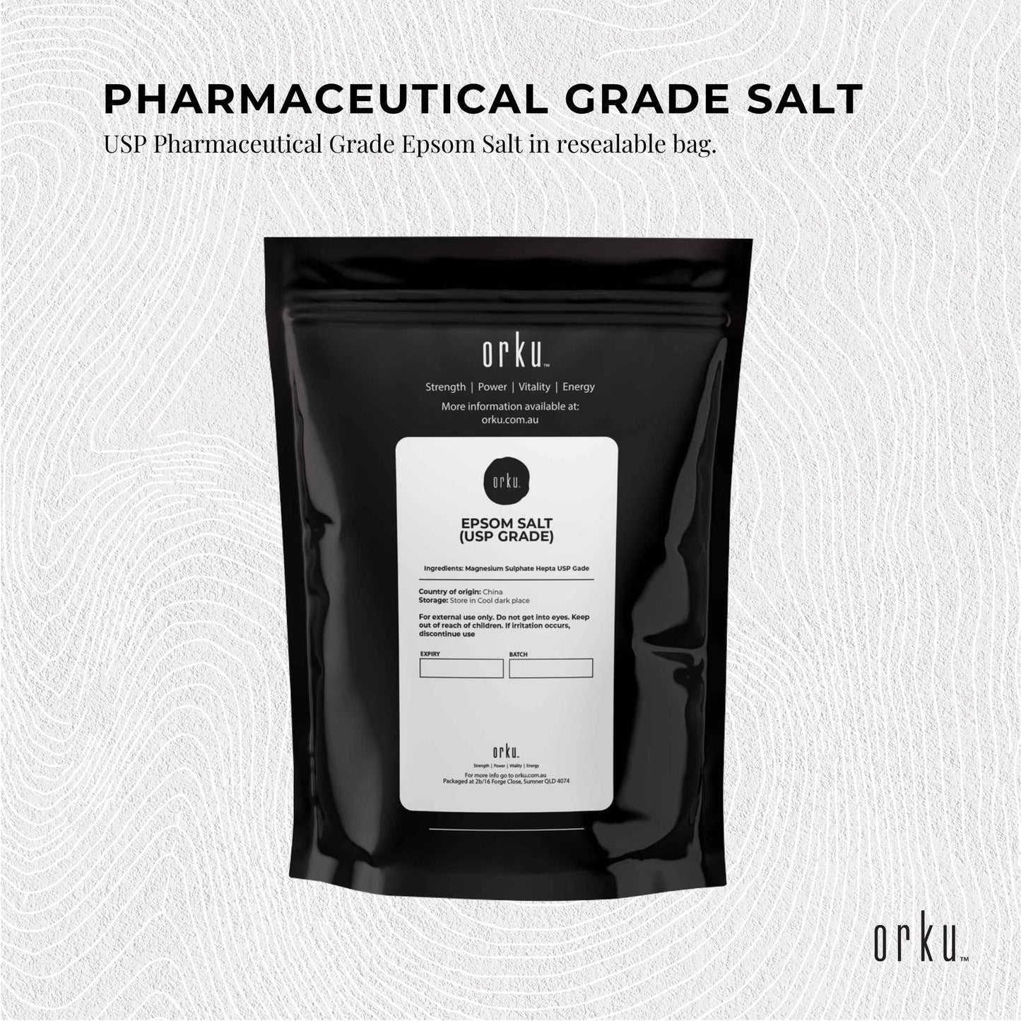 Orku 400g Epsom Salt - USP Grade Magnesium Sulfate Body Bath Salts
