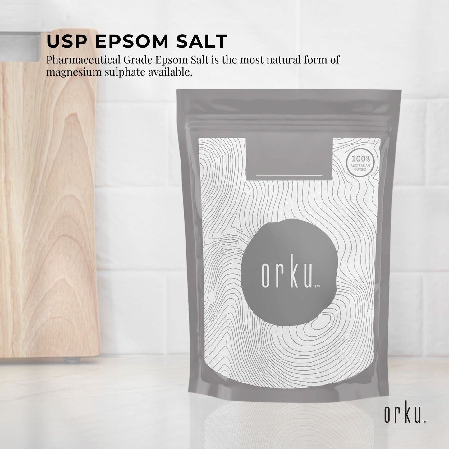 Orku 1Kg Epsom Salt - USP Grade Magnesium Sulfate Body Bath Salts