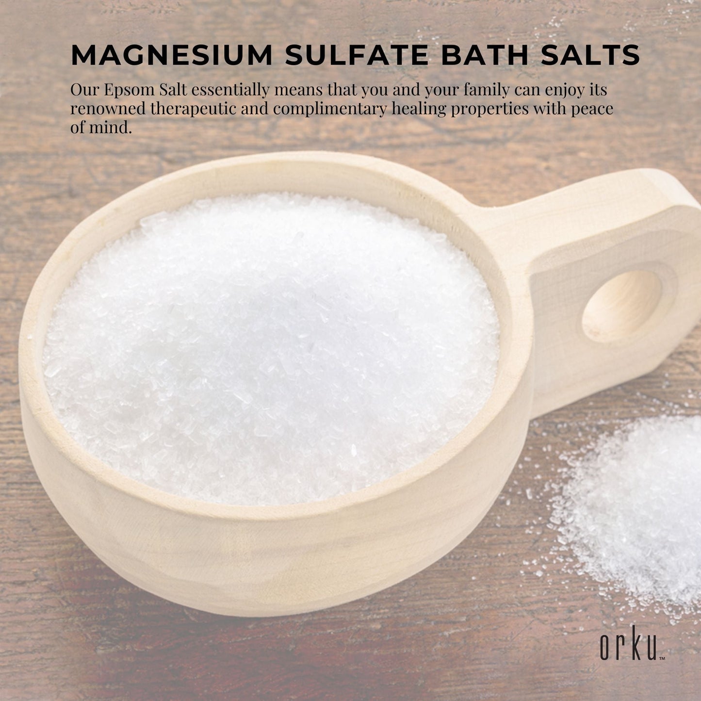 Orku 5kg Epsom Salt Tub- USP Grade Magnesium Sulfate Body Bath Salts