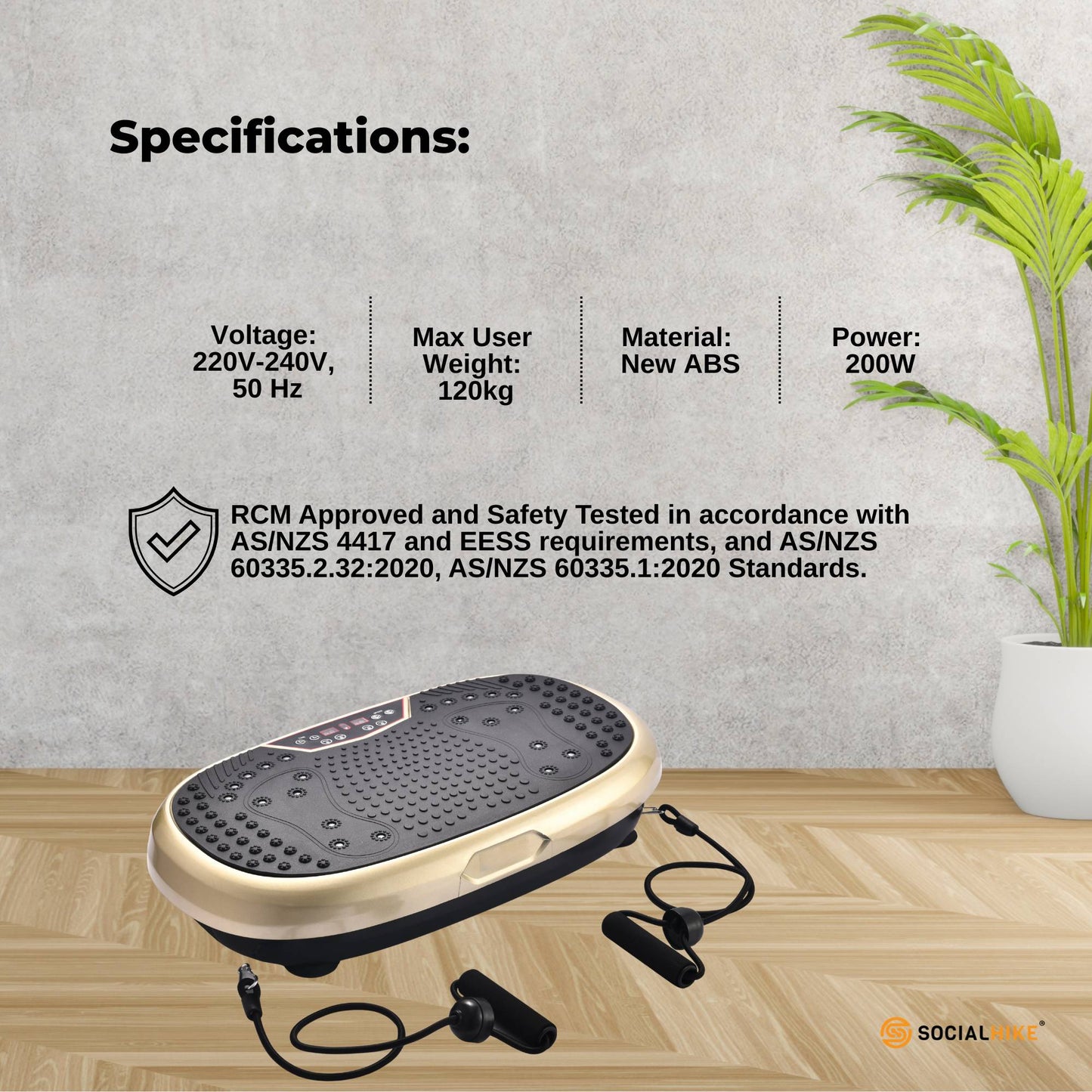 Social Hike Gold Mini Vibration Plate - Vibrating Exercise Machine Platform