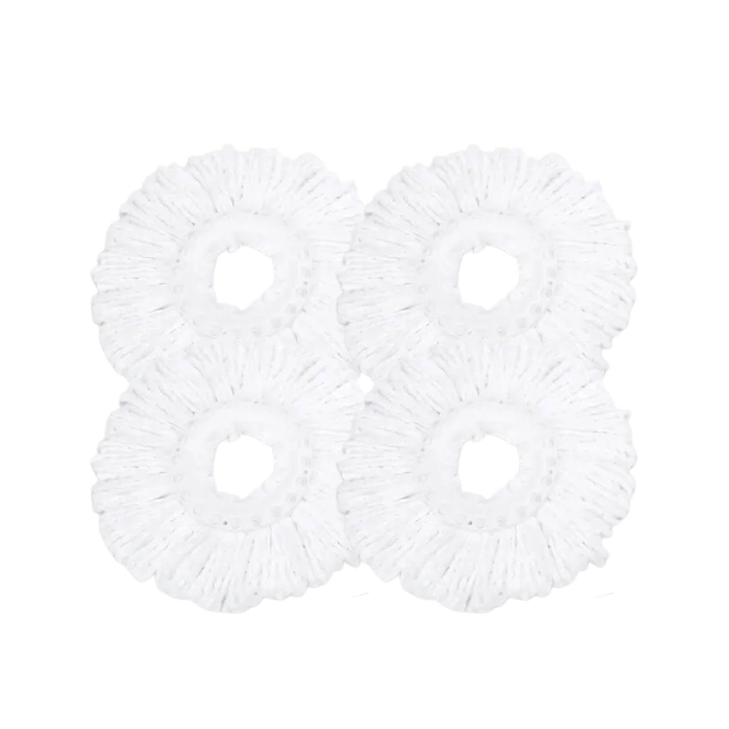 4x Kitchee Microfibre Mop Head Replacement for Kitchee Spin Mop - White Round