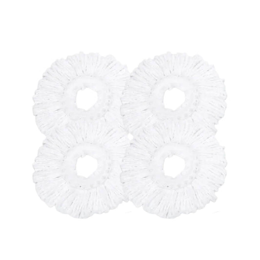4x Kitchee Microfibre Mop Head Replacement for Kitchee Spin Mop - White Round