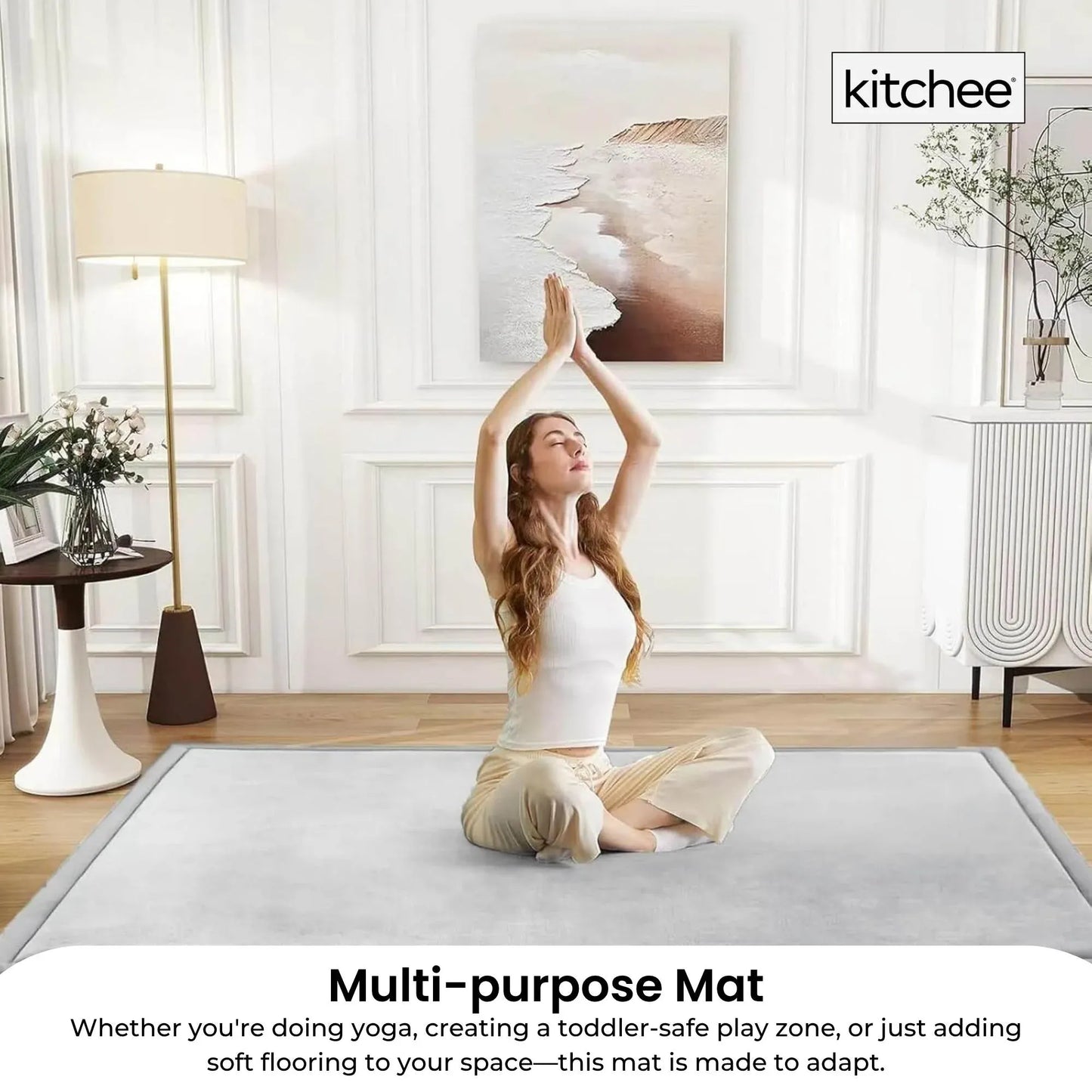 Kitchee Foam Floor Mat 150x200cm - Padded Thick Deep Soft Tatami Style Rug Grey