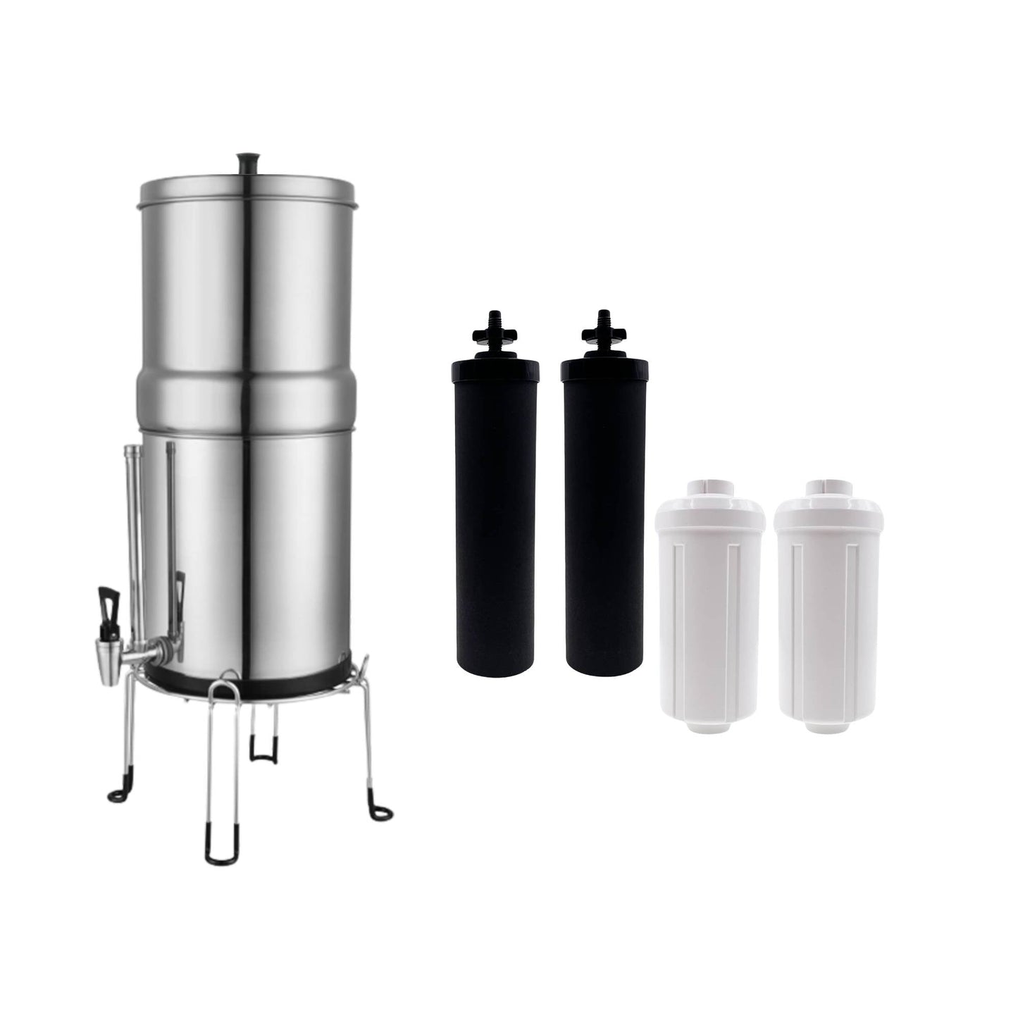 Orku 23L Gravity Benchtop Water Filter System with Gauge - Stainless Steel
