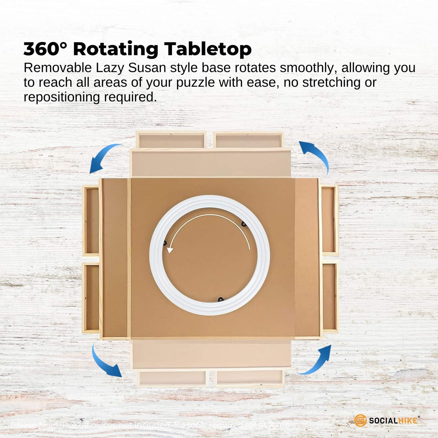 Social Hike Puzzle Board 1000 pcs  - Rotating Tabletop with 4 Drawers and Cover
