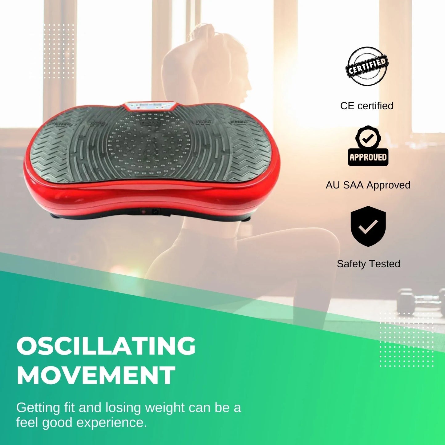 Social Hike Vibration Plate Exercise Platform - Vibrating Workout Machine Red