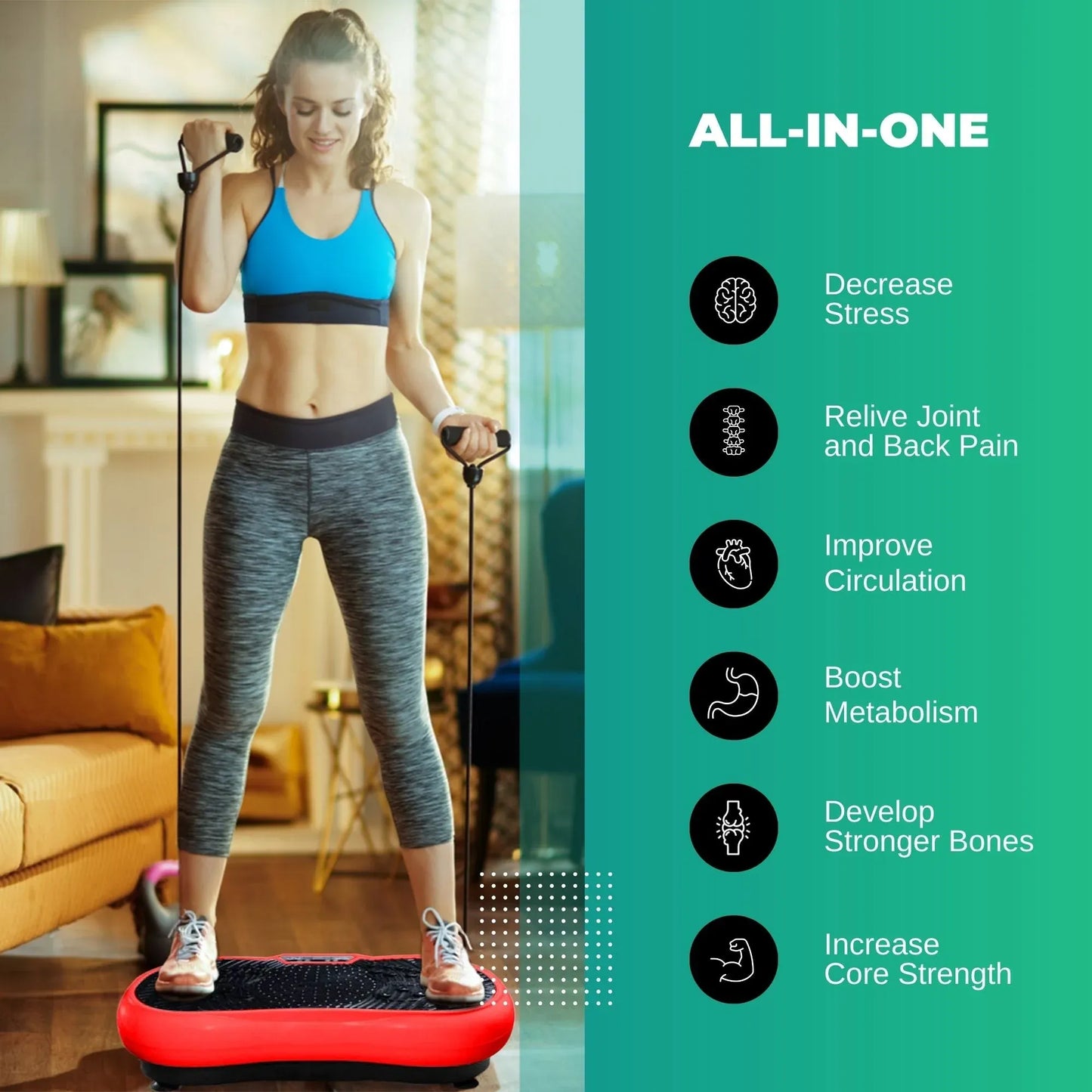 Social Hike Vibration Plate Exercise Platform - Vibrating Workout Machine Red
