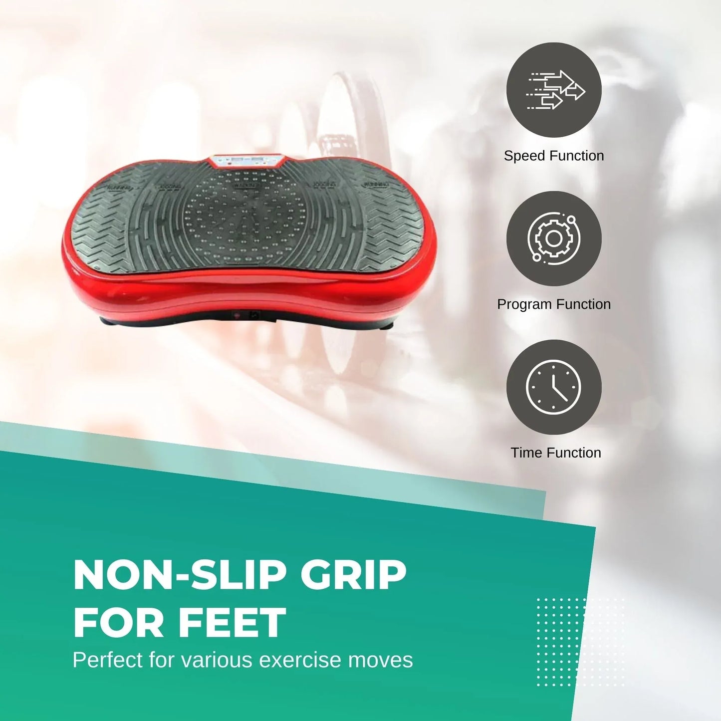 Social Hike Vibration Plate Exercise Platform - Vibrating Workout Machine Red