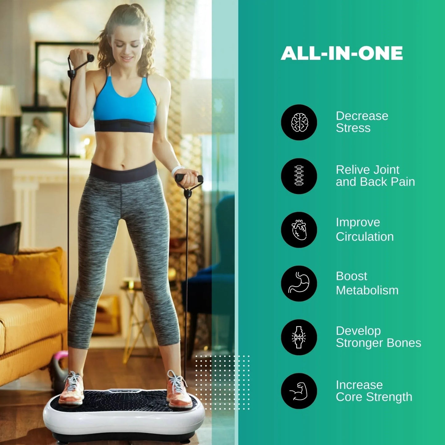 Social Hike Vibration Plate Exercise Platform - Vibrating Workout Machine White