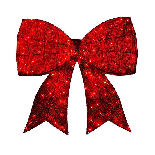 Christabelle Christmas Display Bow 91cm with LED and Twinkle Lights 5 Functions Christmas Festive Decorations Display Big Wired Bow