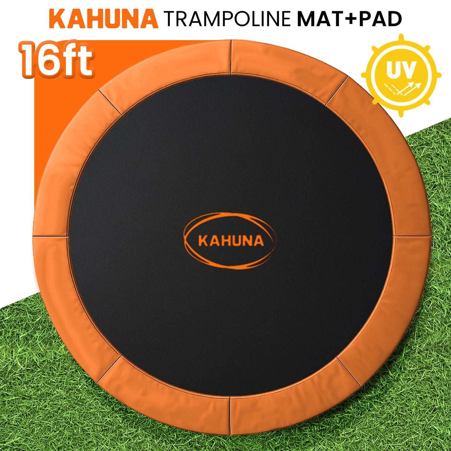 Kahuna 16ft Replacement Trampoline Safety Pad Cover and Jumping Spring Mat - Orange