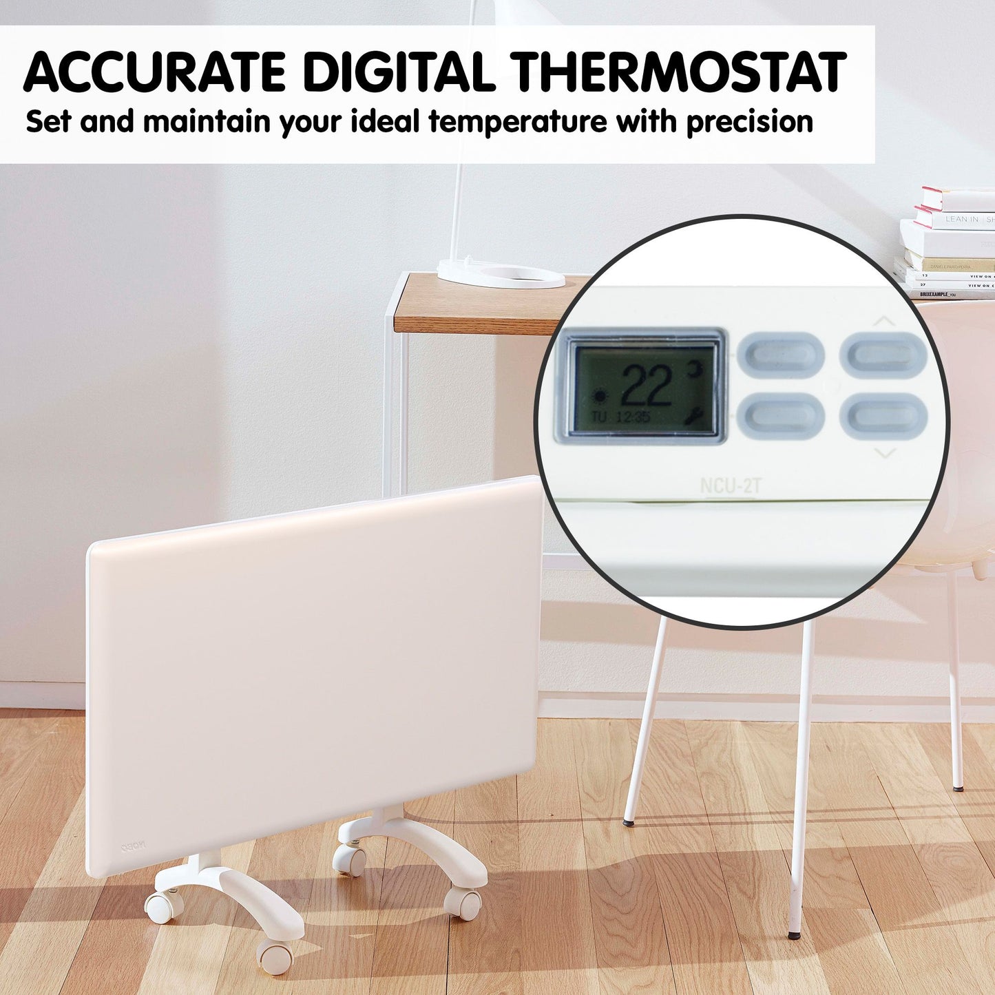 Nobo 2000W T2-NTL4T20 Electric Panel Heater with Timer Tilt Switch Silent Operation & Allergy-Free - Refurbished
