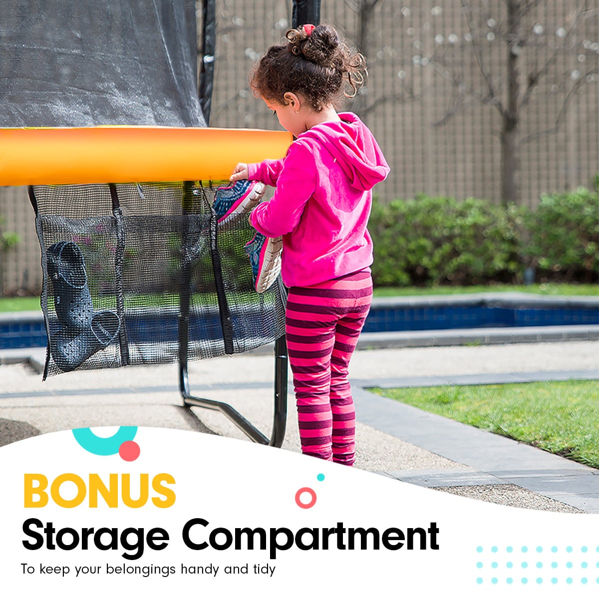 Kahuna 6 ft x 9 ft Rectangular Outdoor Trampoline with Basketball Set Rainbow
