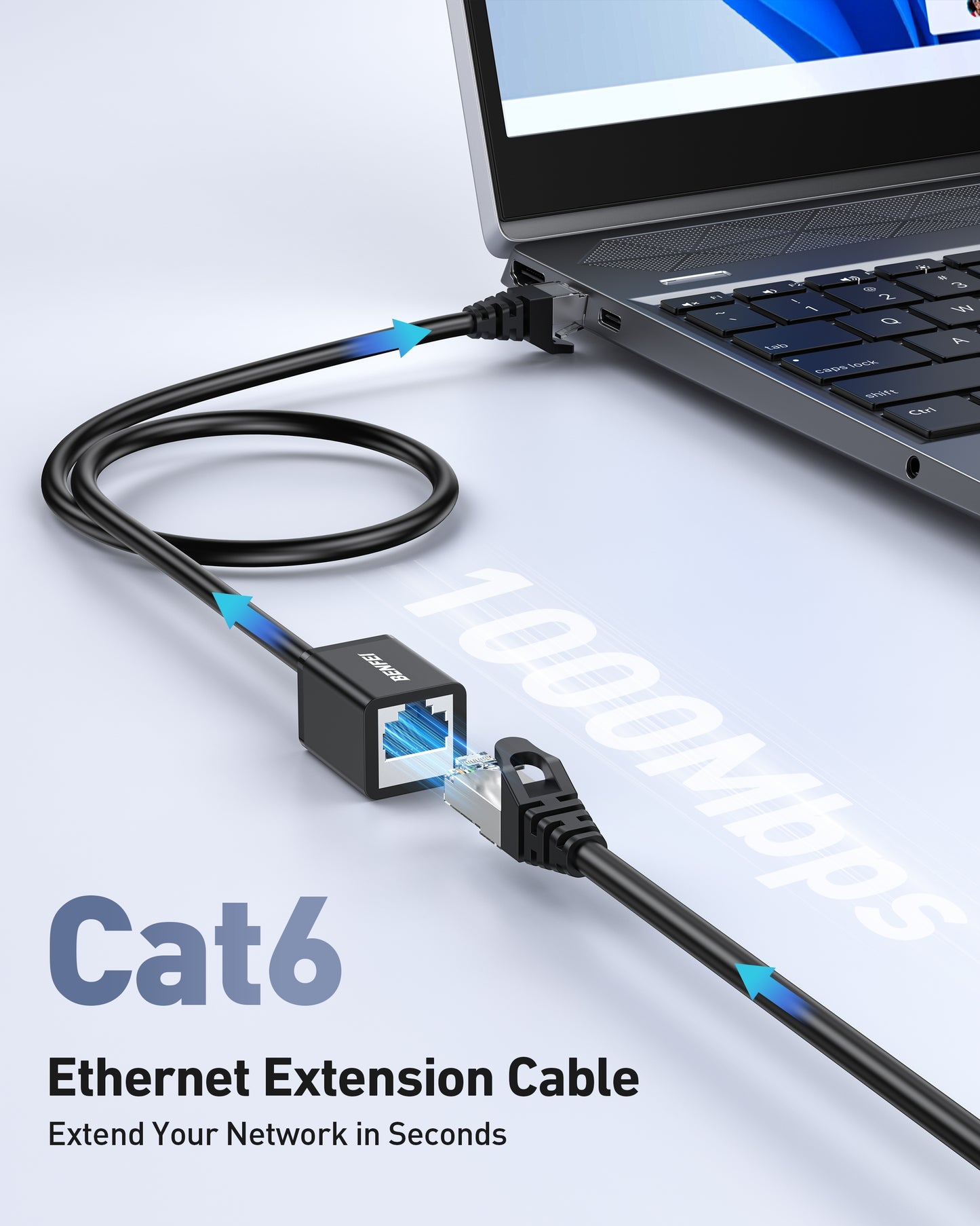 BENFEI 435BK-5M RJ45 Extension Male/Female Patch cords Cat6 1000Mbps 5M