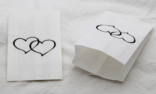 50 Pack Wedding Cake Bags Greaseproof Wax Paper Slice Take Home Favour Large Heart