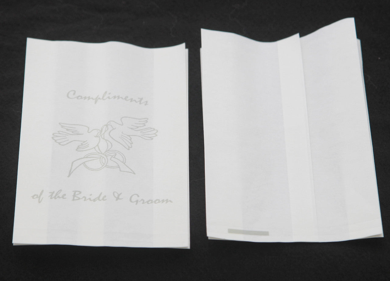 50 Pack Wedding Cake Bags Greaseproof Wax Paper Slice Take Home Favour Silver Doves