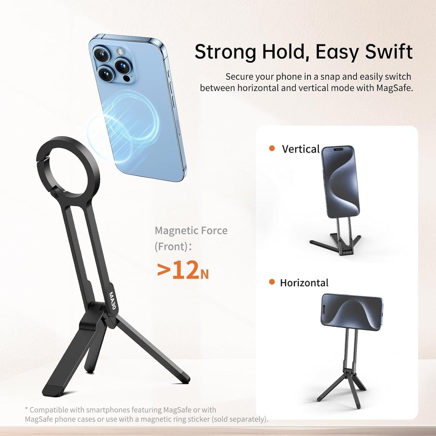 ULANZI MA30 Magnetic Phone Tripod Stand for iPhone - Aluminium Maglock Smartphone Mini Tripod Pocket Cell Phone Stand Dual-Sided Magnet Quick Mount Compatible with iPhone 16 15 14 13 12 Magsafe
(Purple)