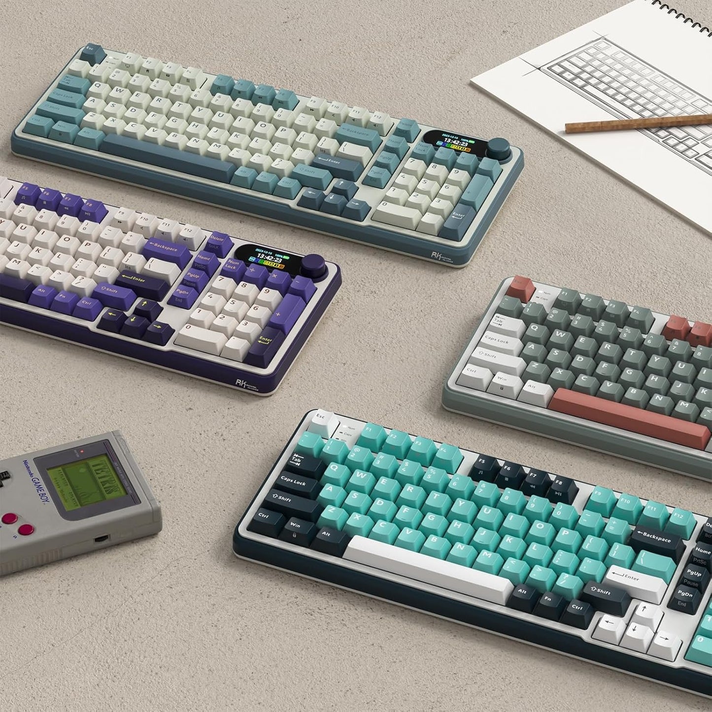 RK ROYAL KLUDGE S98 Mechanical Keyboard w/Smart Display & Knob, Top Mount 96% Wireless Mechanical Keyboard BT/2.4G/USB-C, Hot Swappable, Pale Green Switch 98 Keys