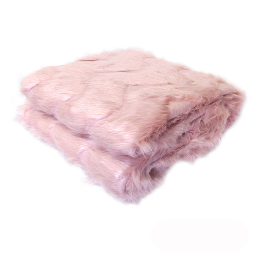 Riley Modern Pattern Faux Fur Throw Rug 127 x 152 cm Pink Chevron