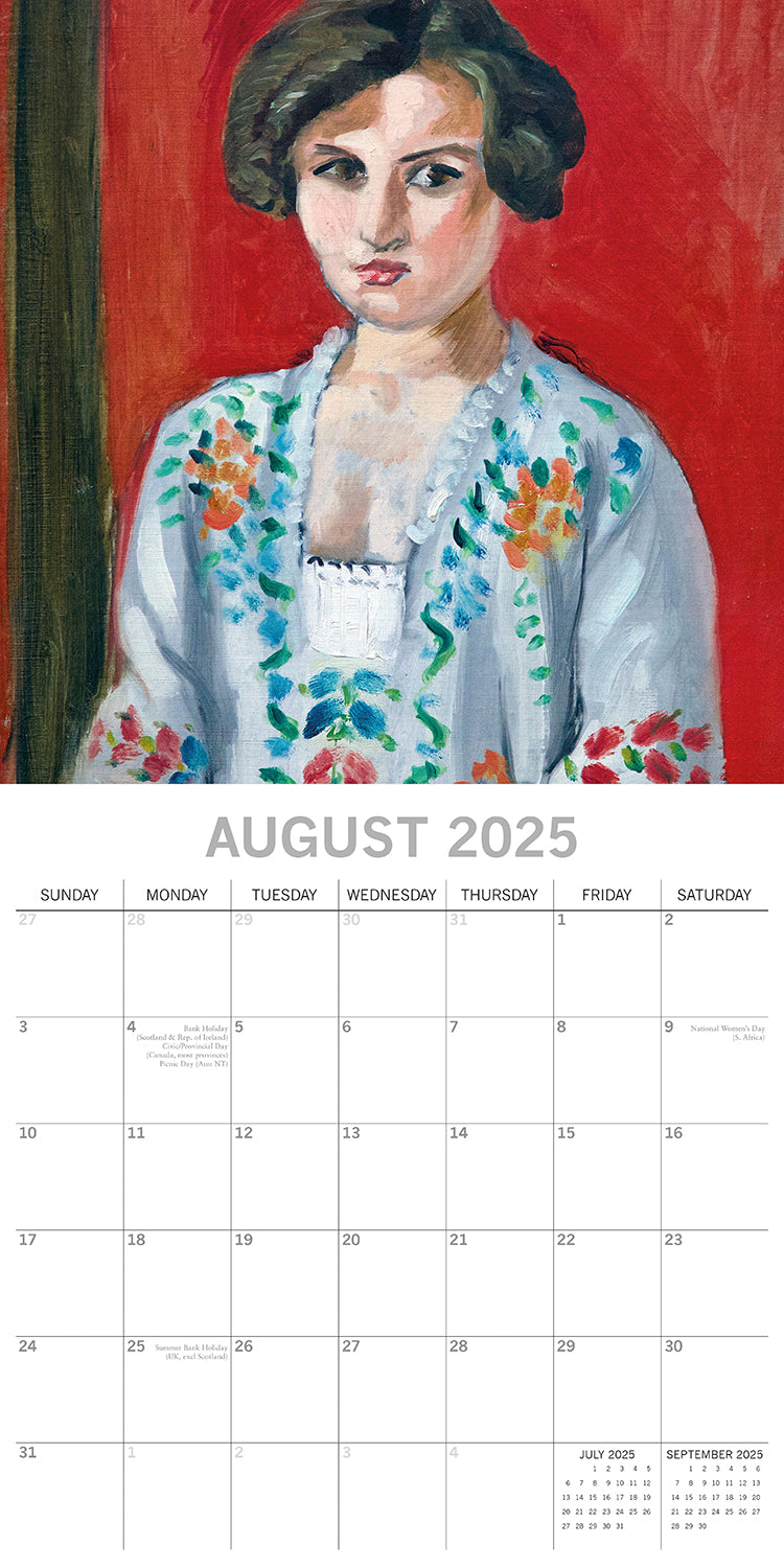 Matisse - 2025 Square Wall Calendar Arts 16 Months Premium Planner Gift