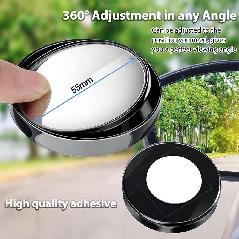 360 Degree Adjustable Blind Spot Mirror Pair Wide Angle Rearview Add-on 2PCS
