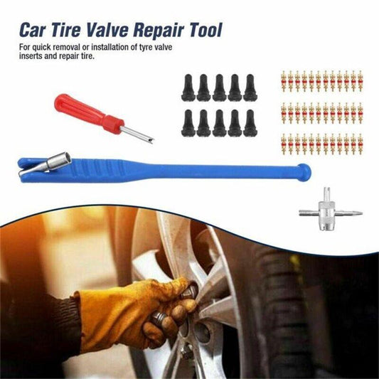 43Pcs Car Tyre Valve Tool Stem Puller Base Quick Remover Tire Repair Installer