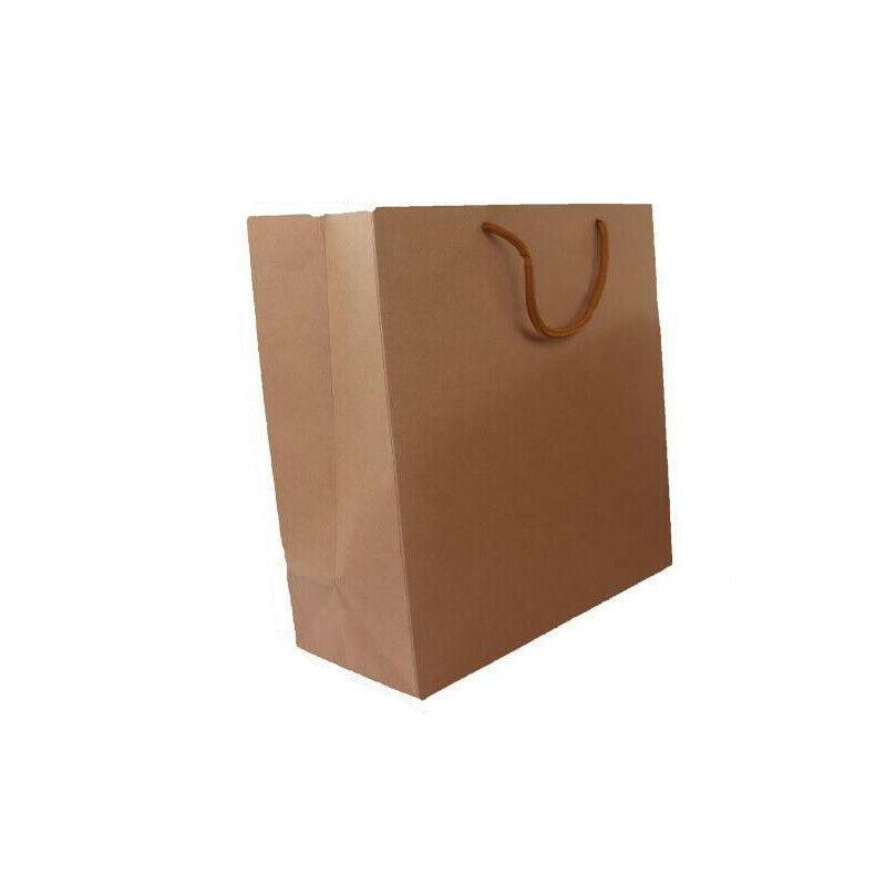 50X Kraft Paper Bags Gift Shopping Carry Craft Brown Bag With Handles - 50PCS  17*24*10CM