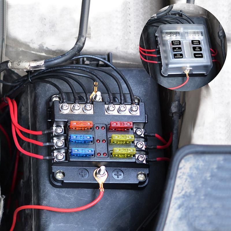 23PC 6 Way Blade Fuse Box Block Holder Indicator LED Light 12V/32V Car Marine