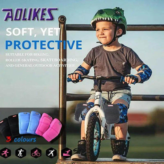 Aolikes Kid Knee Pad Crash Proof Antislip Basketball Skating Protector M Size - Rose Red