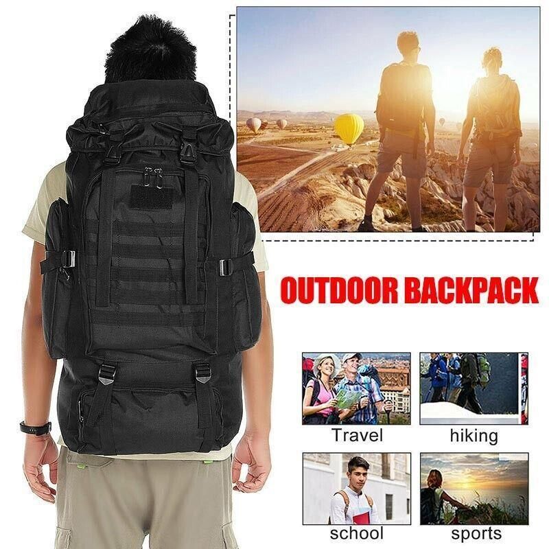 80L Military Tactical Backpack Bag Outdoor Hiking Trekking Camping Rucksack Au