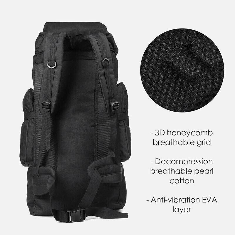 80L Military Tactical Backpack Bag Outdoor Hiking Trekking Camping Rucksack Au