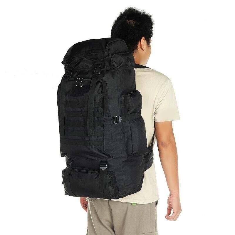 80L Military Tactical Backpack Bag Outdoor Hiking Trekking Camping Rucksack Au