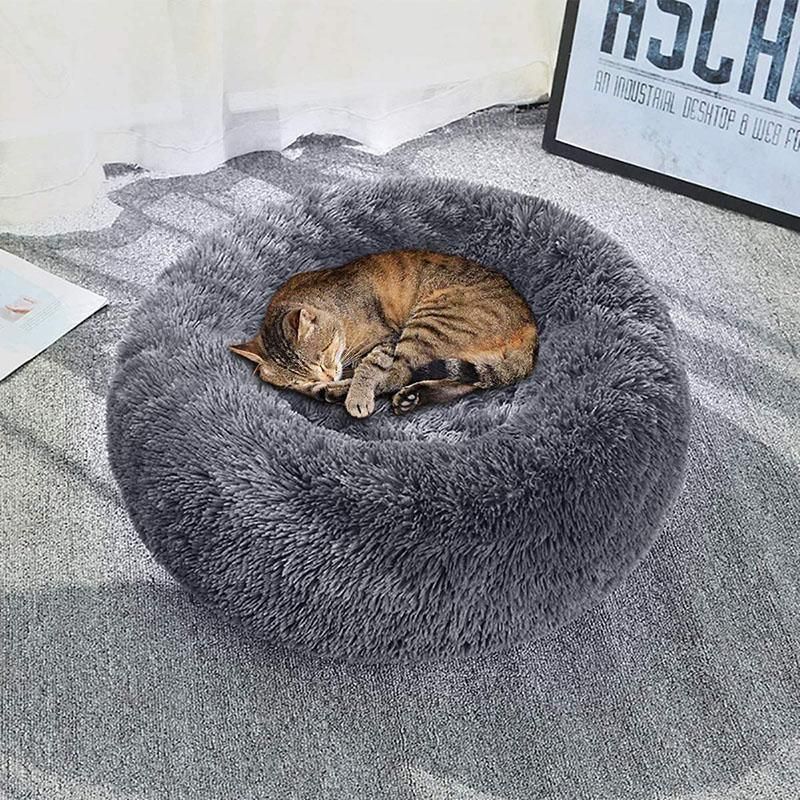 Coffee Cat Bed Pet Bed Dog Donut Nest Calming Deep Sleeping Soft Plush Kennel Washable - 110CM