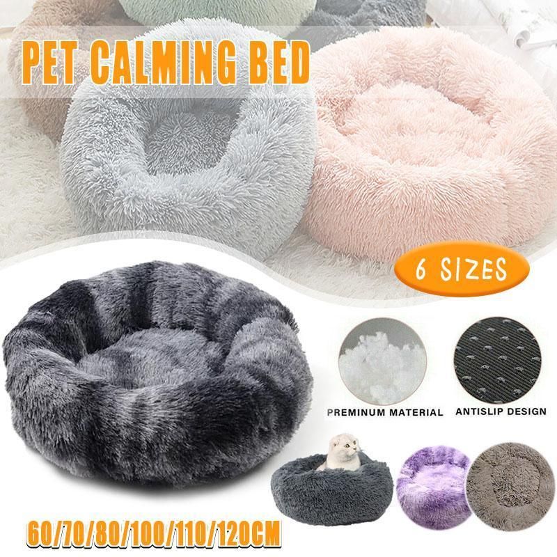 Coffee Cat Bed Pet Bed Dog Donut Nest Calming Deep Sleeping Soft Plush Kennel Washable - 100CM