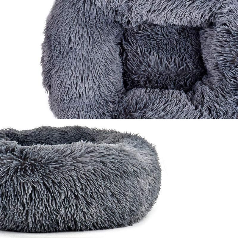 Coffee Cat Bed Pet Bed Dog Donut Nest Calming Deep Sleeping Soft Plush Kennel Washable - 70CM