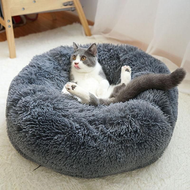 Coffee Cat Bed Pet Bed Dog Donut Nest Calming Deep Sleeping Soft Plush Kennel Washable - 70CM