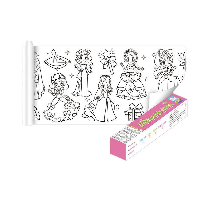 3M DIY Colouring Paper Roll with 12 Colour Pencils Cartoon Doodle Set - Animal world (With 12PCS Colored Pencils)