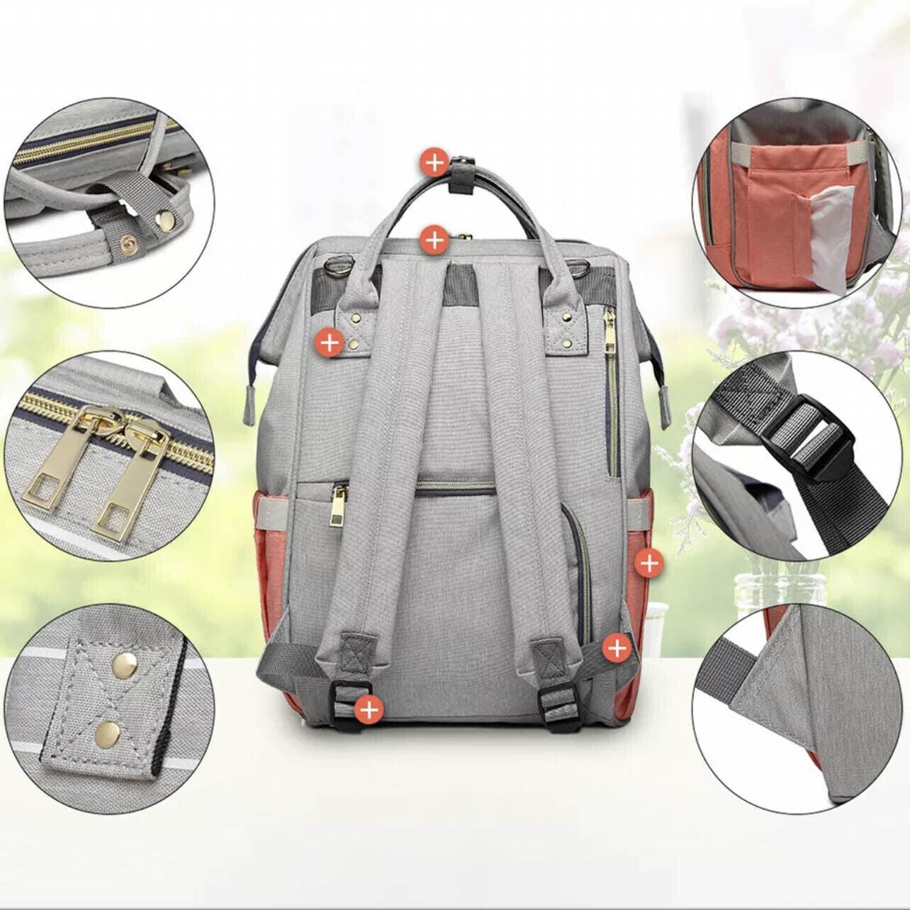 Luxury Multifunctional Diaper Nappy Backpack Maternity Mummy Changing Bag - Wavy Grain