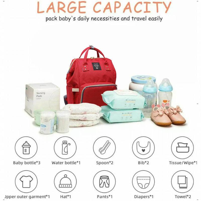 Luxury Multifunctional Diaper Nappy Backpack Maternity Mummy Changing Bag - Tangerine Pink