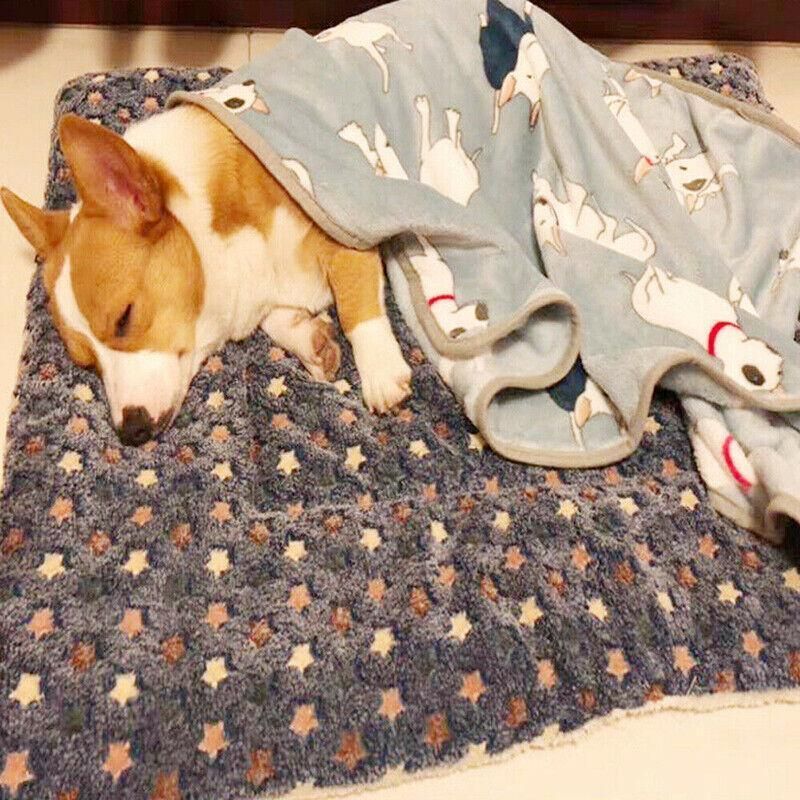 L Size Puppy Dog Cat Cushion Mattress Blanket Bed Soft Warm Pad Winter Kennel House - Navy Cat